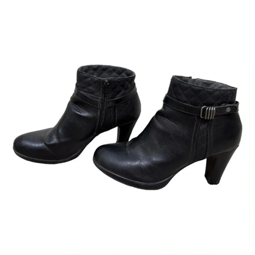 Rialto Popcorn Black Ankle‎ Boots Buckle Block Heel Western Size 10